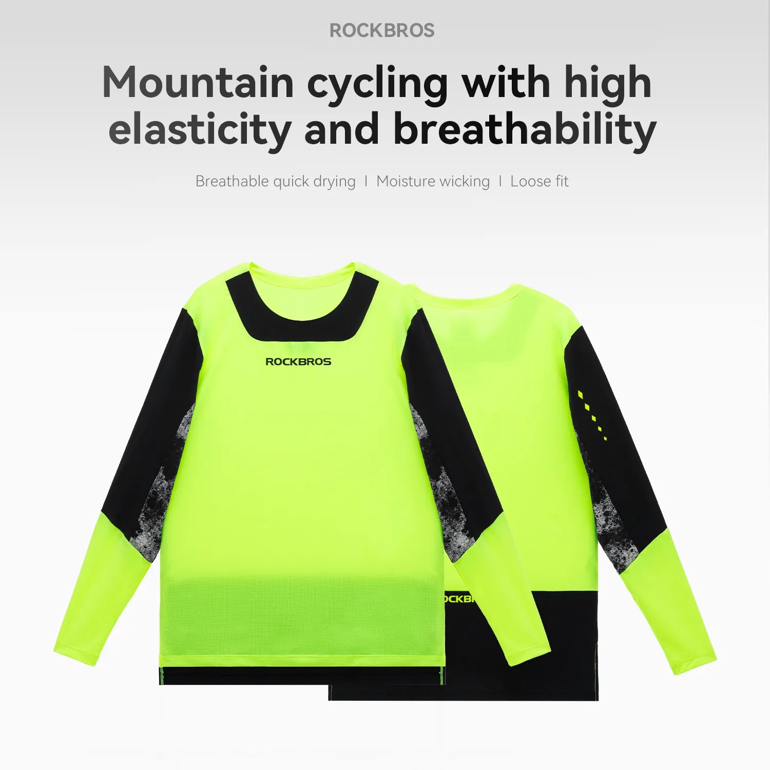 ROCKBROS Men's Long Sleeve Sports Jersey with Breathable Mesh for Cycling and Outdoor Activities