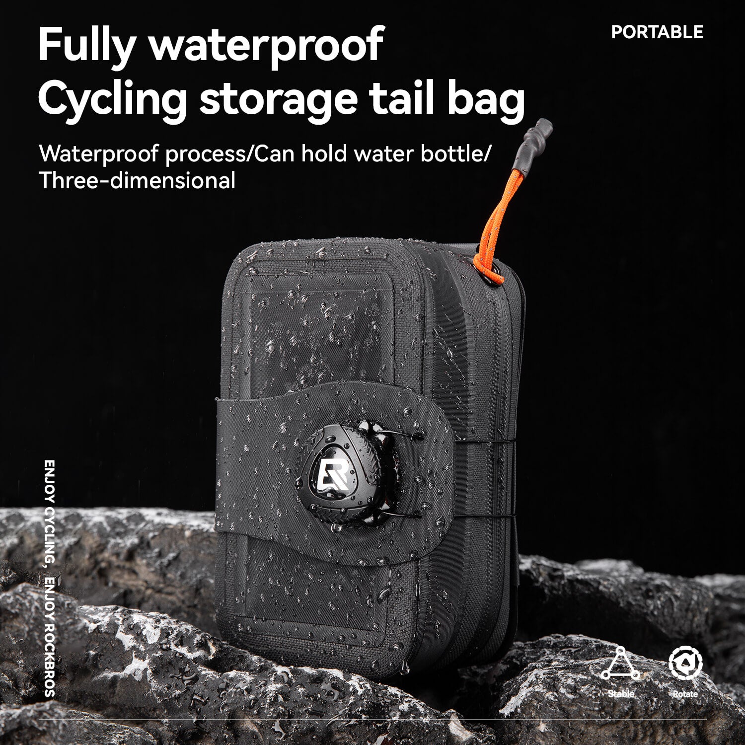 ROCKBROS multi-purpose waterproof rear saddle bag with knob lock system for cycling