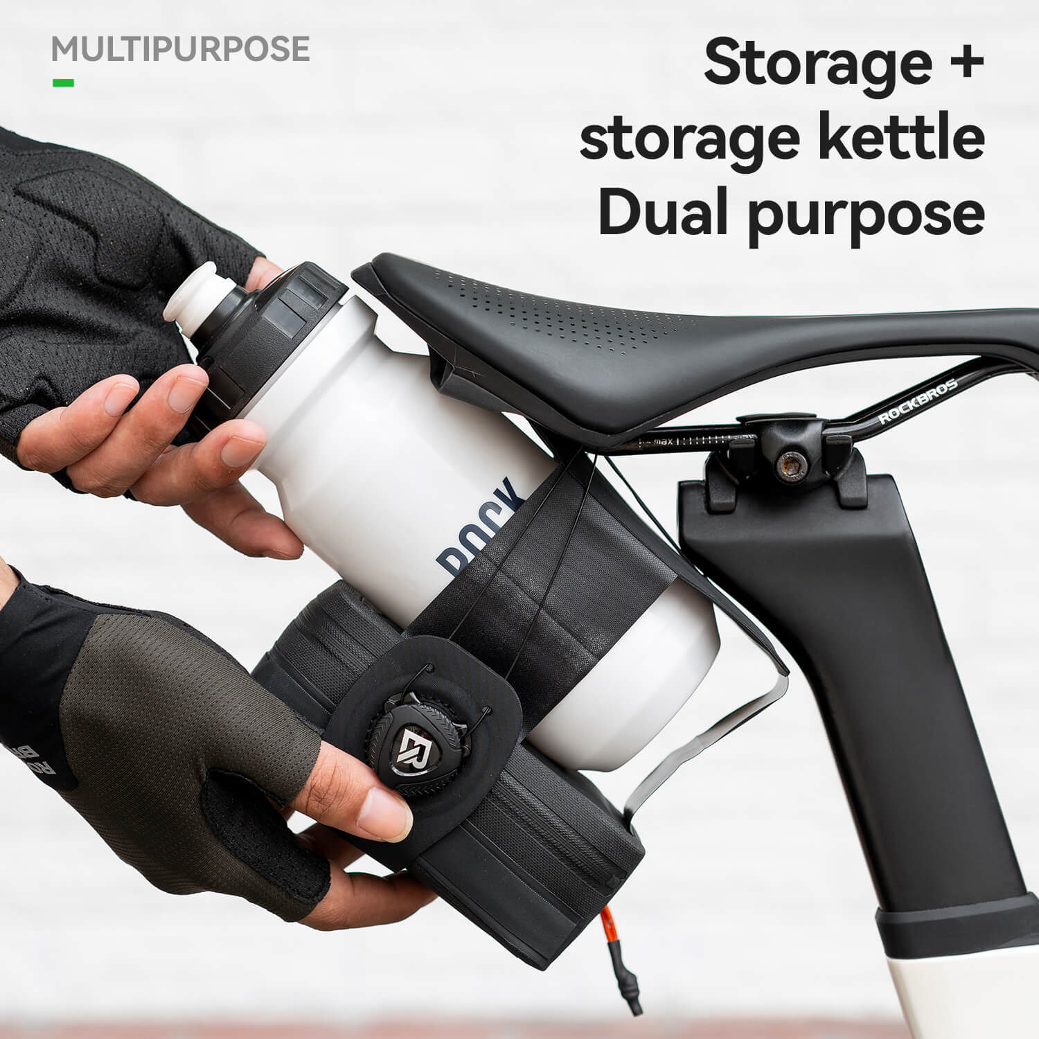 ROCKBROS multi-purpose waterproof rear saddle bag with knob lock system for cycling