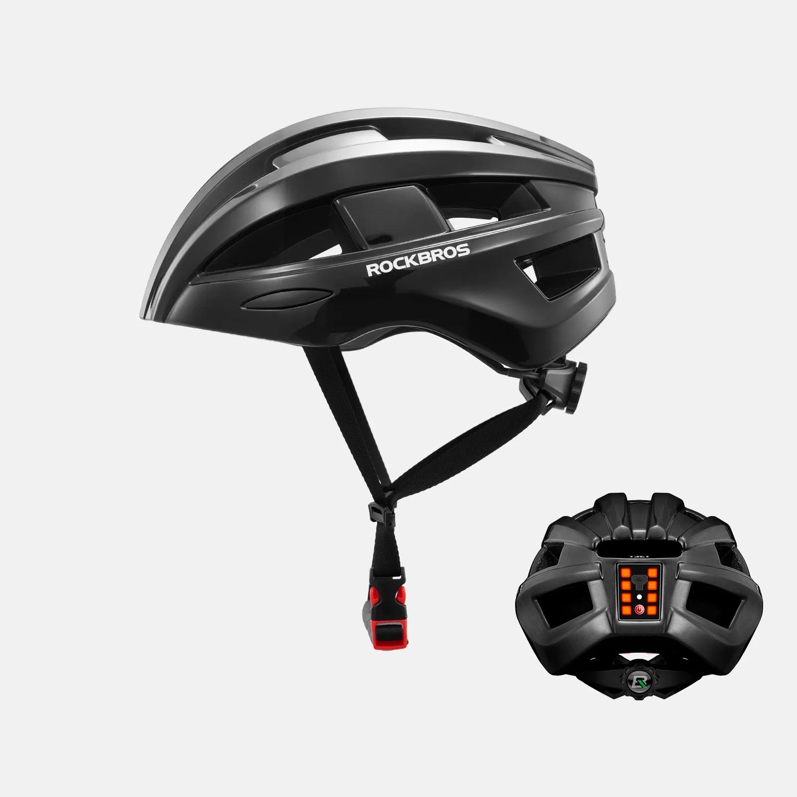 ROCKBROS bike helmet with rear light for safe night riding, breathable and impact-resistant design
#Color_Black