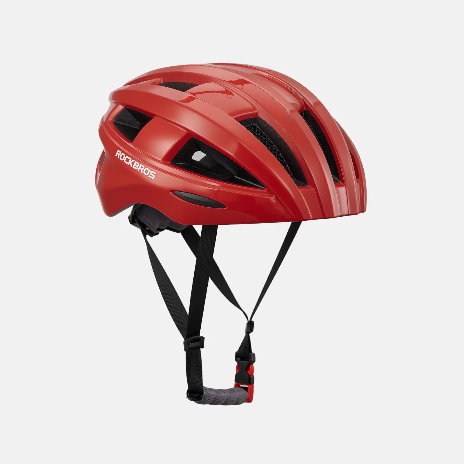 ROCKBROS bike helmet with rear light for safe night riding, breathable and impact-resistant design
#Color_Red
