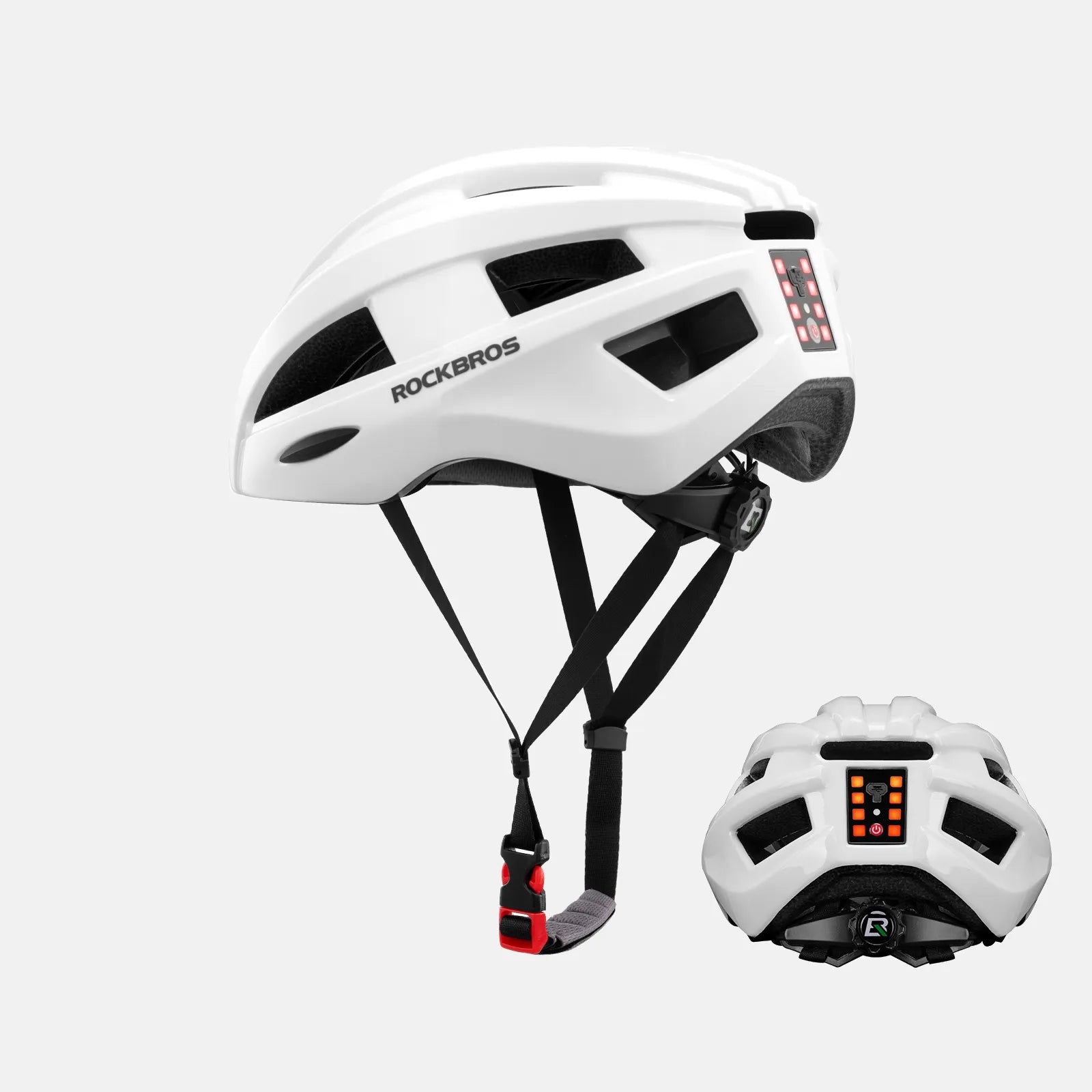 ROCKBROS bike helmet with rear light for safe night riding, breathable and impact-resistant design
#Color_White