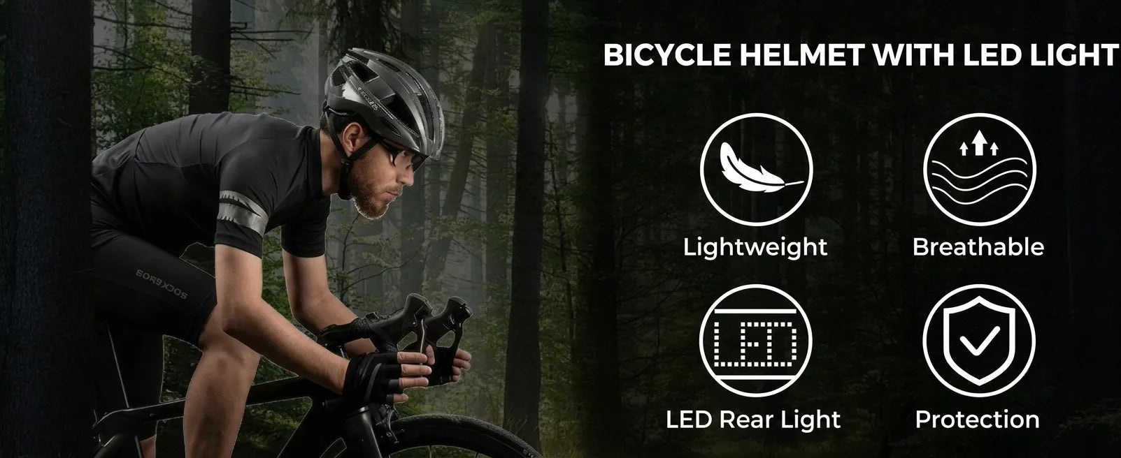 ROCKBROS High Visibility Bike Helmet for Night Riding