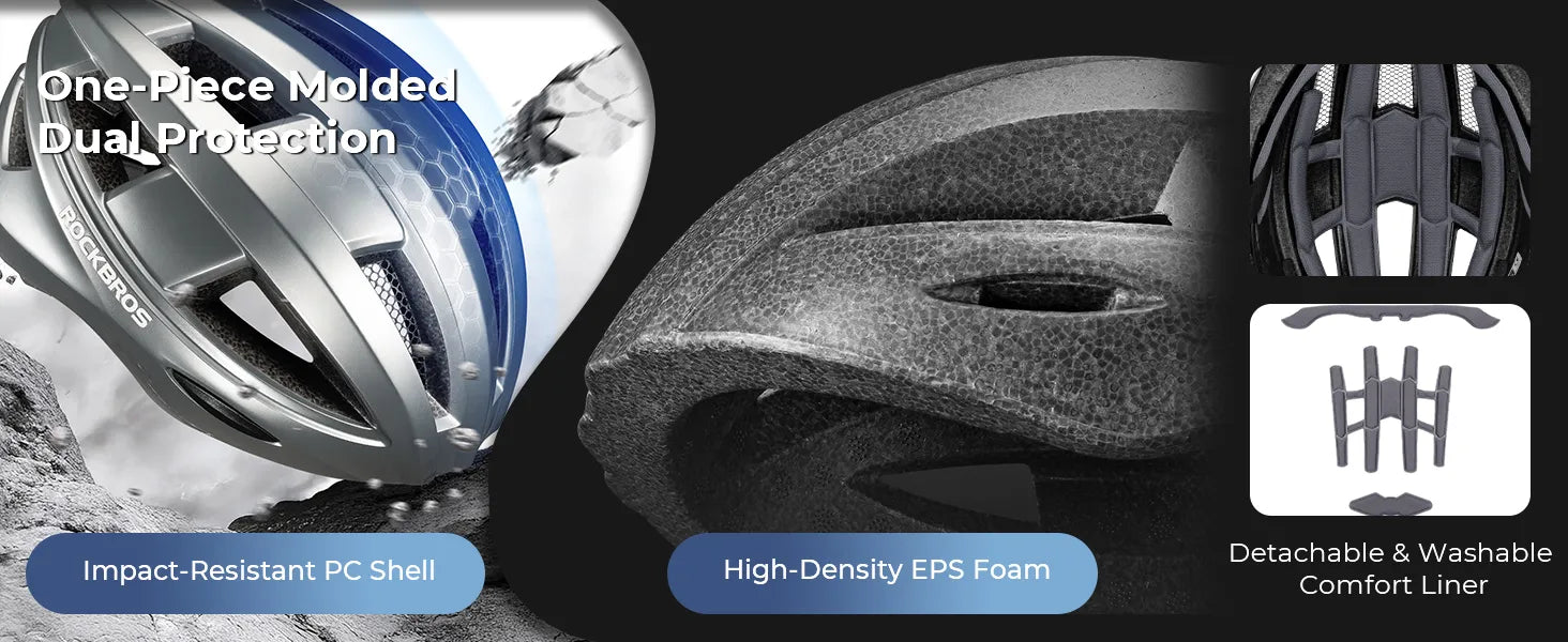 ROCKBROS Bike Helmet with PC Shell and EPS Impact Protection