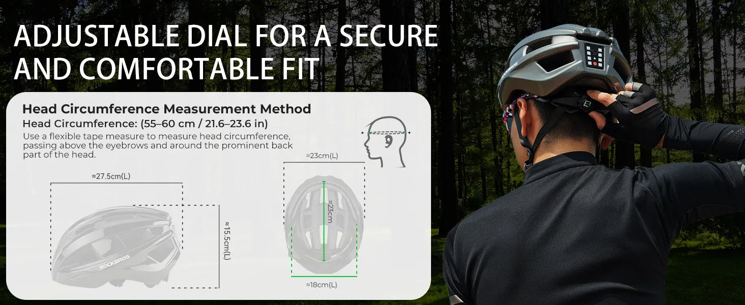 ROCKBROS Bike Helmet with Adjustable Fit Retention System