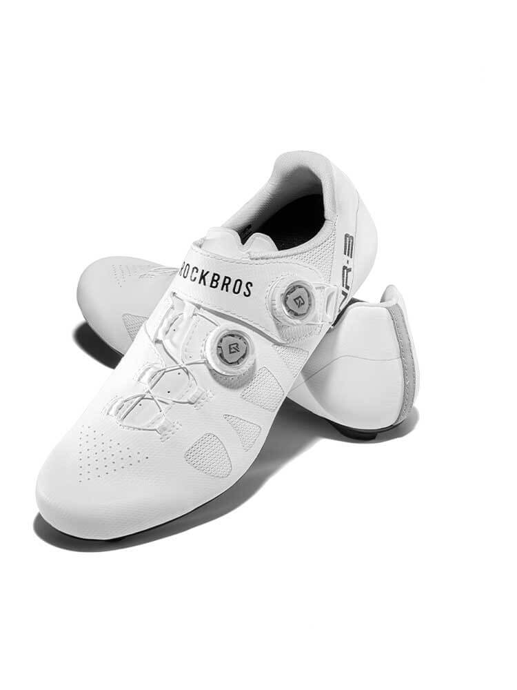 ROCKBROS NR3 clipless road cycling shoes with carbon sole and dual-dial closure system
#Color_White
