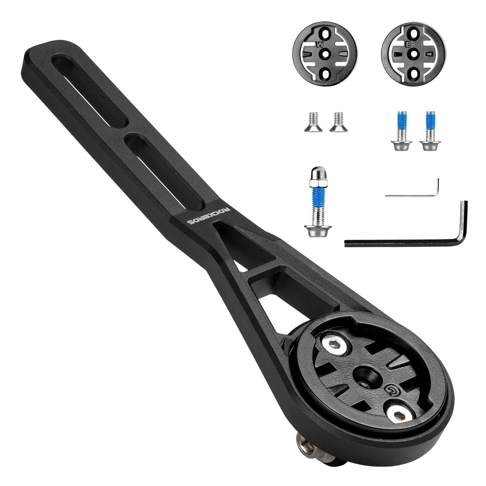 ROCKBROS nylon bike computer mount extension with GoPro adapter installed on handlebar