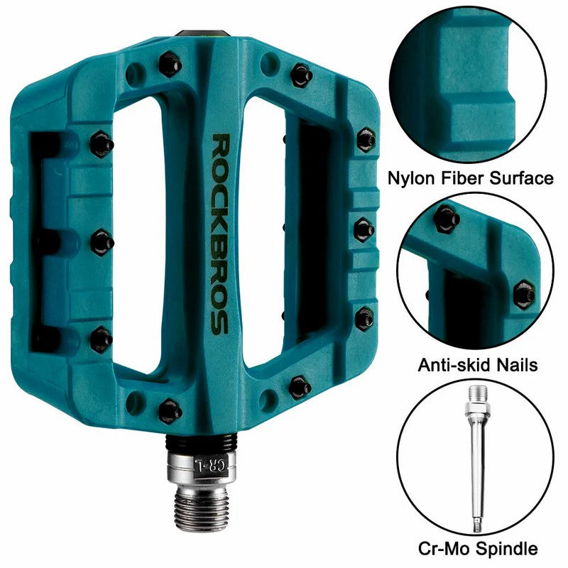ROCKBROS 9/16" nylon bike pedals with high-speed bearings for smooth cycling performance
#Color_Blue