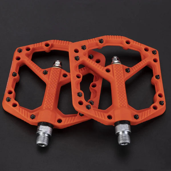 ROCKBROS Nylon MTB Bike Pedals with Wide 110mm Platform, Anti-Slip Pins, Sealed Bearings, and 9/16 Inch Spindle
#Color_Orange