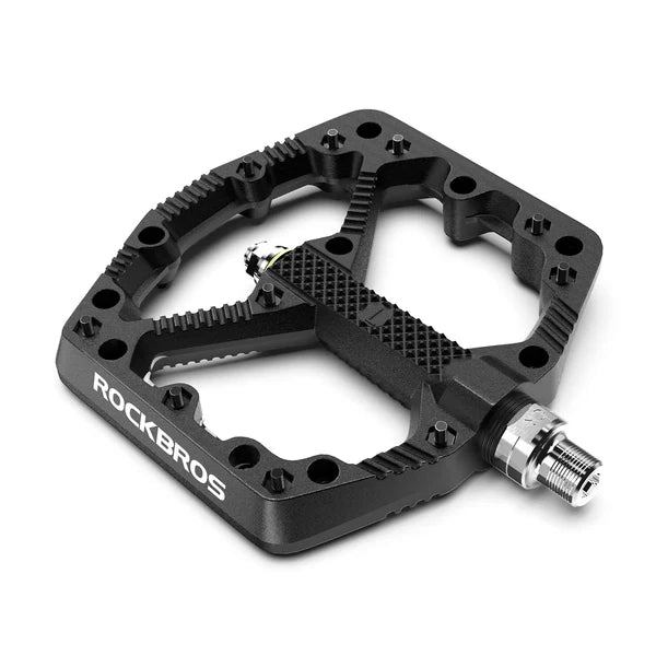 ROCKBROS Nylon MTB Bike Pedals with Wide 110mm Platform, Anti-Slip Pins, Sealed Bearings, and 9/16 Inch Spindle
#Color_Black