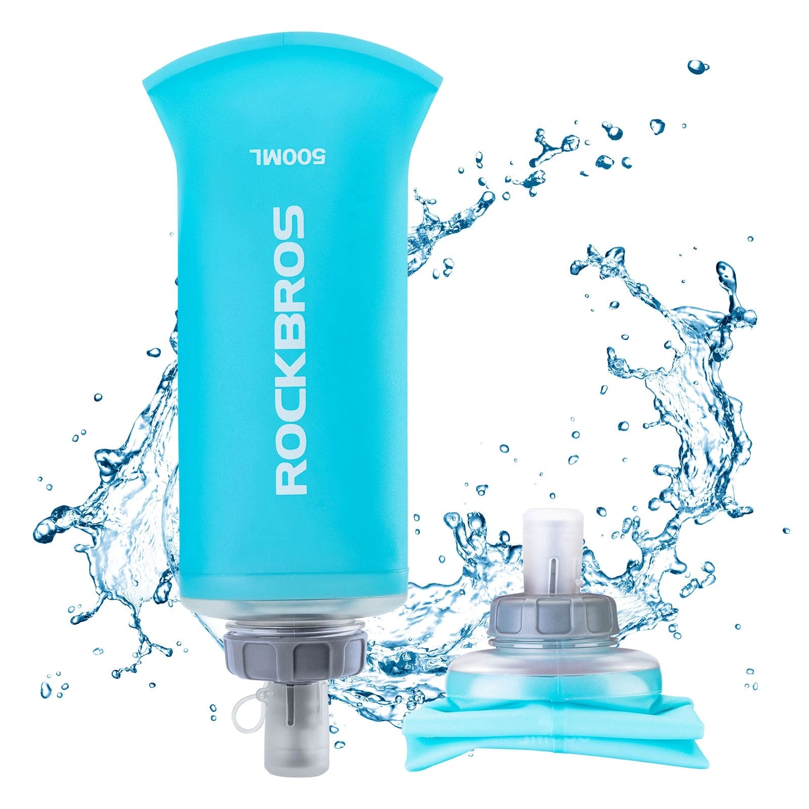 ROCKBROS 500ml Outdoor Soft Water Bottle with Soft TPU Body and Dust-Proof Cap for Cycling and Hiking