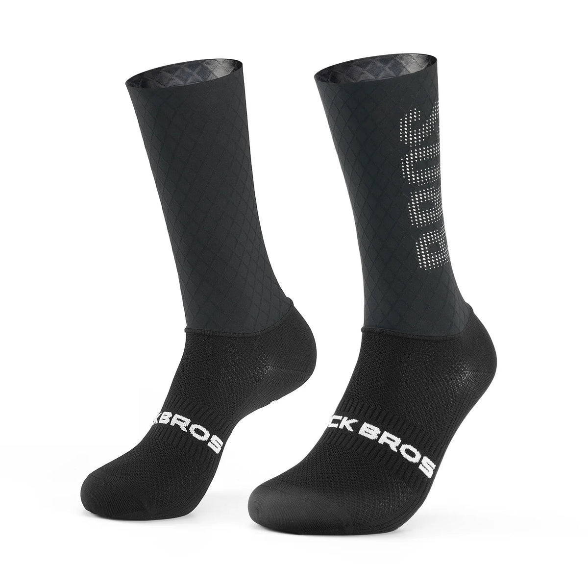 ROCKBROS aero compression cycling socks with breathable mesh and cushioned sole
#Color_Black Silver Grid