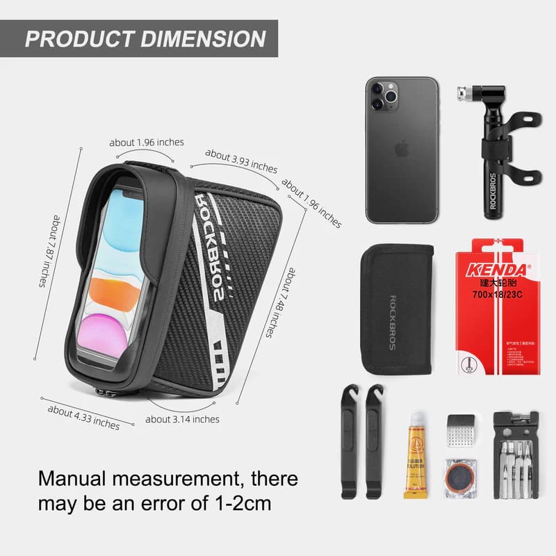 ROCKBROS Compact Top Tube Bag with Precise Dimensions and Tool Kit Compatibility for Cycling Essentials