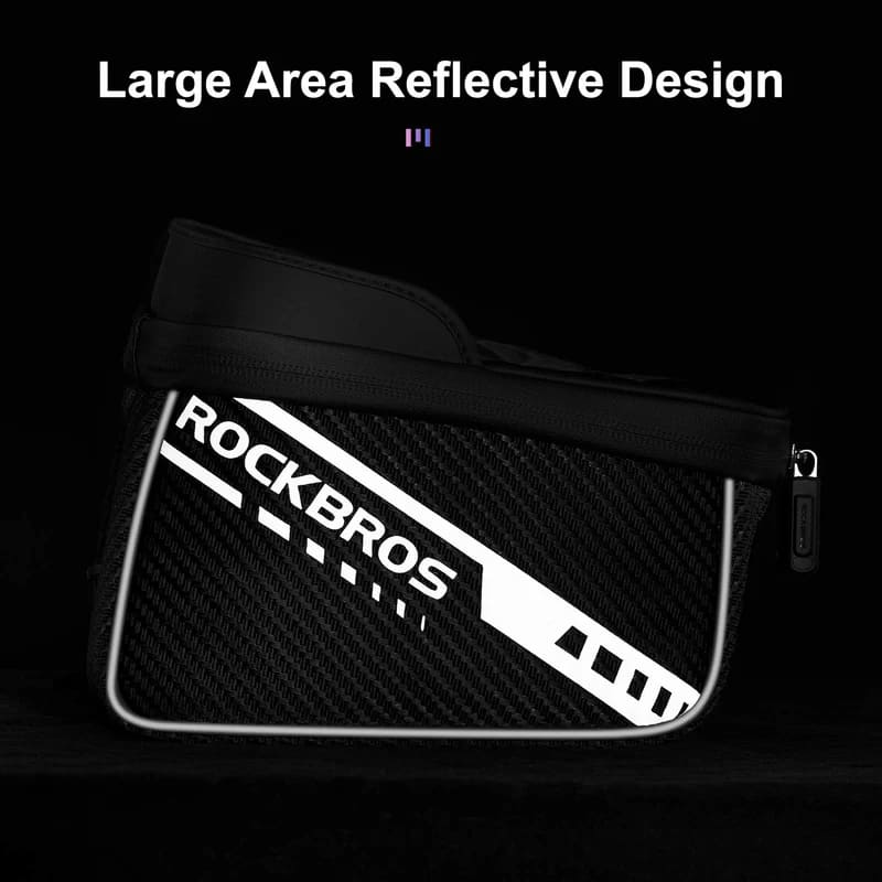 ROCKBROS Top Tube Bag with Large Area Reflective Design for Enhanced Night Cycling Safety