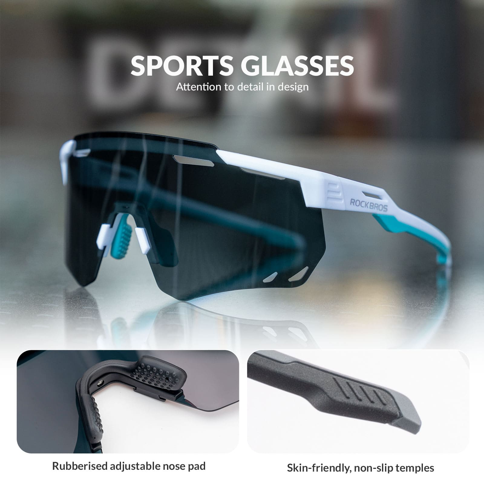 ROCKBROS photochromic windproof cycling glasses for outdoor riding
#Color_White