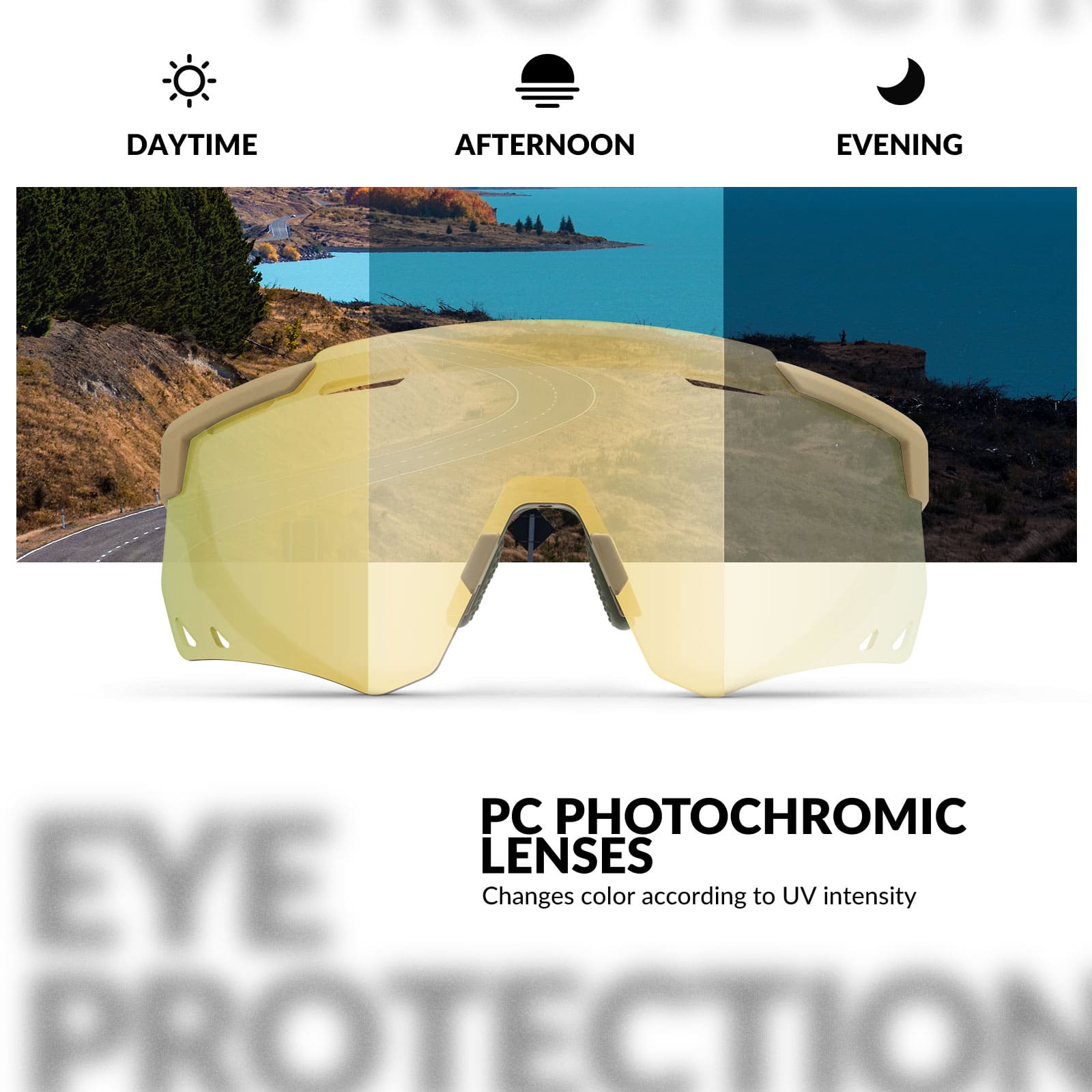 ROCKBROS photochromic windproof cycling glasses for outdoor riding
#Color_Dark Golden