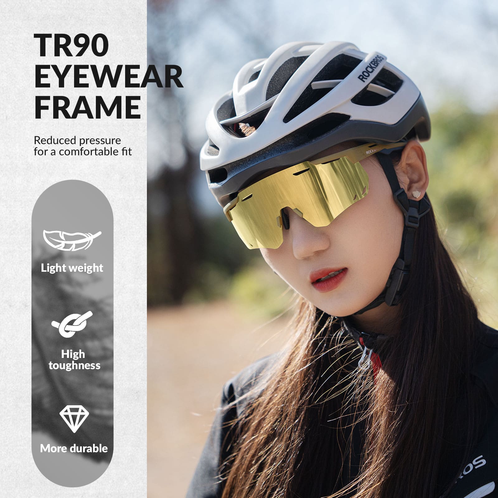 ROCKBROS photochromic windproof cycling glasses for outdoor riding
#Color_Dark Golden