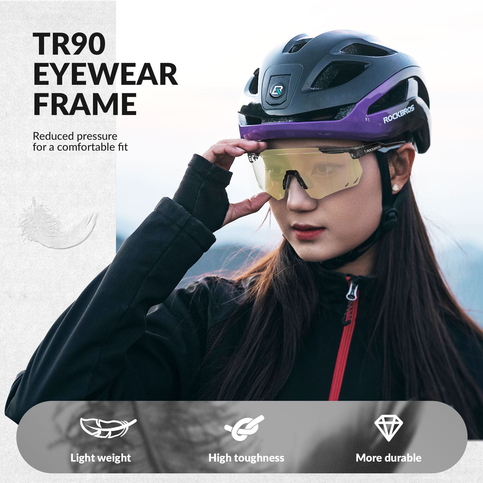 ROCKBROS photochromic windproof cycling glasses for outdoor riding
#Color_Light Golden