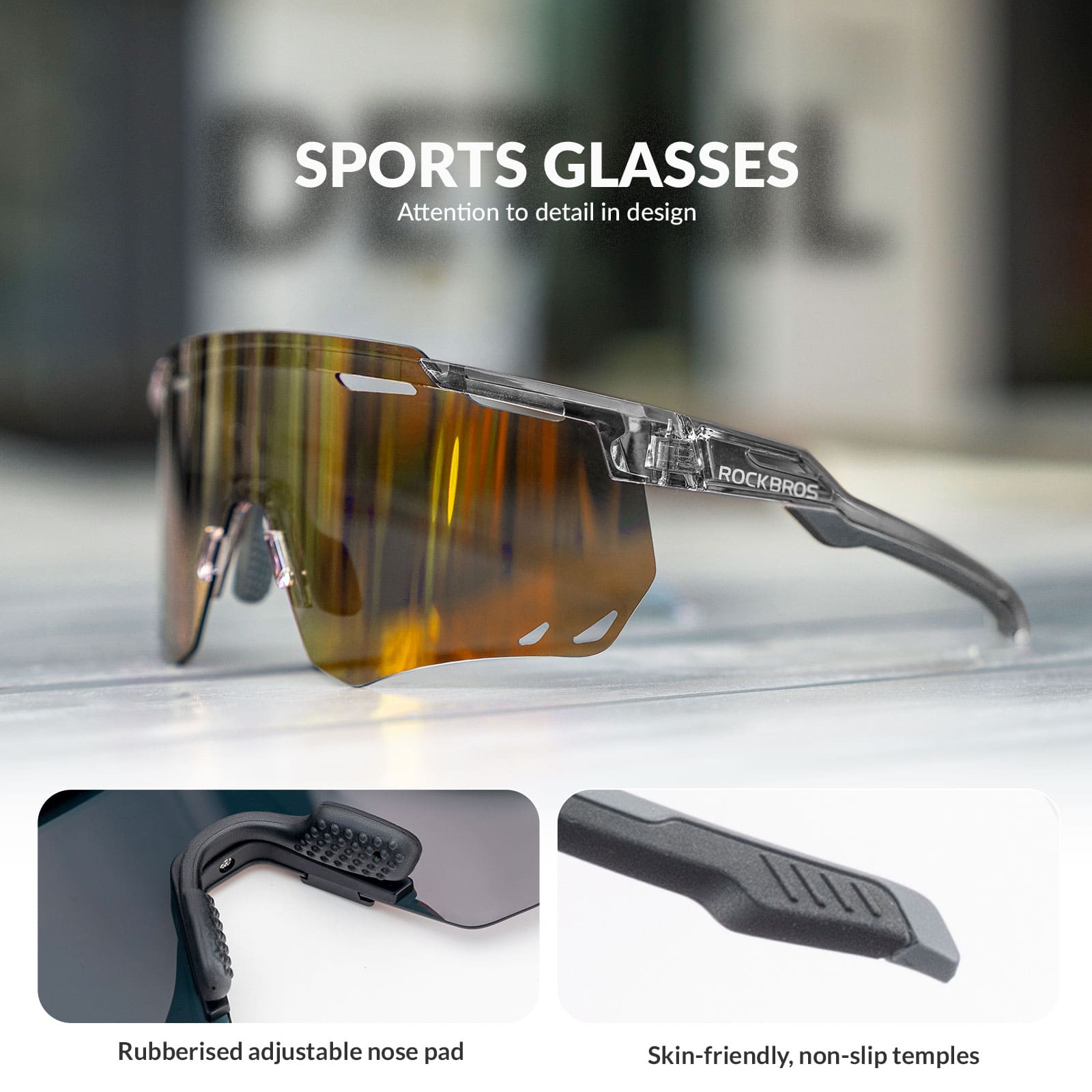 ROCKBROS photochromic windproof cycling glasses for outdoor riding
#Color_Light Golden