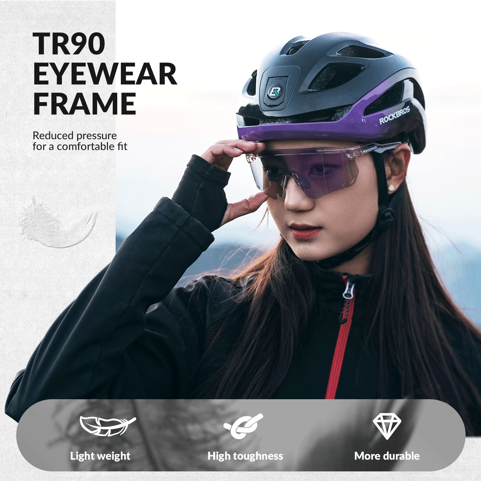 ROCKBROS photochromic windproof cycling glasses for outdoor riding
#Color_Purple