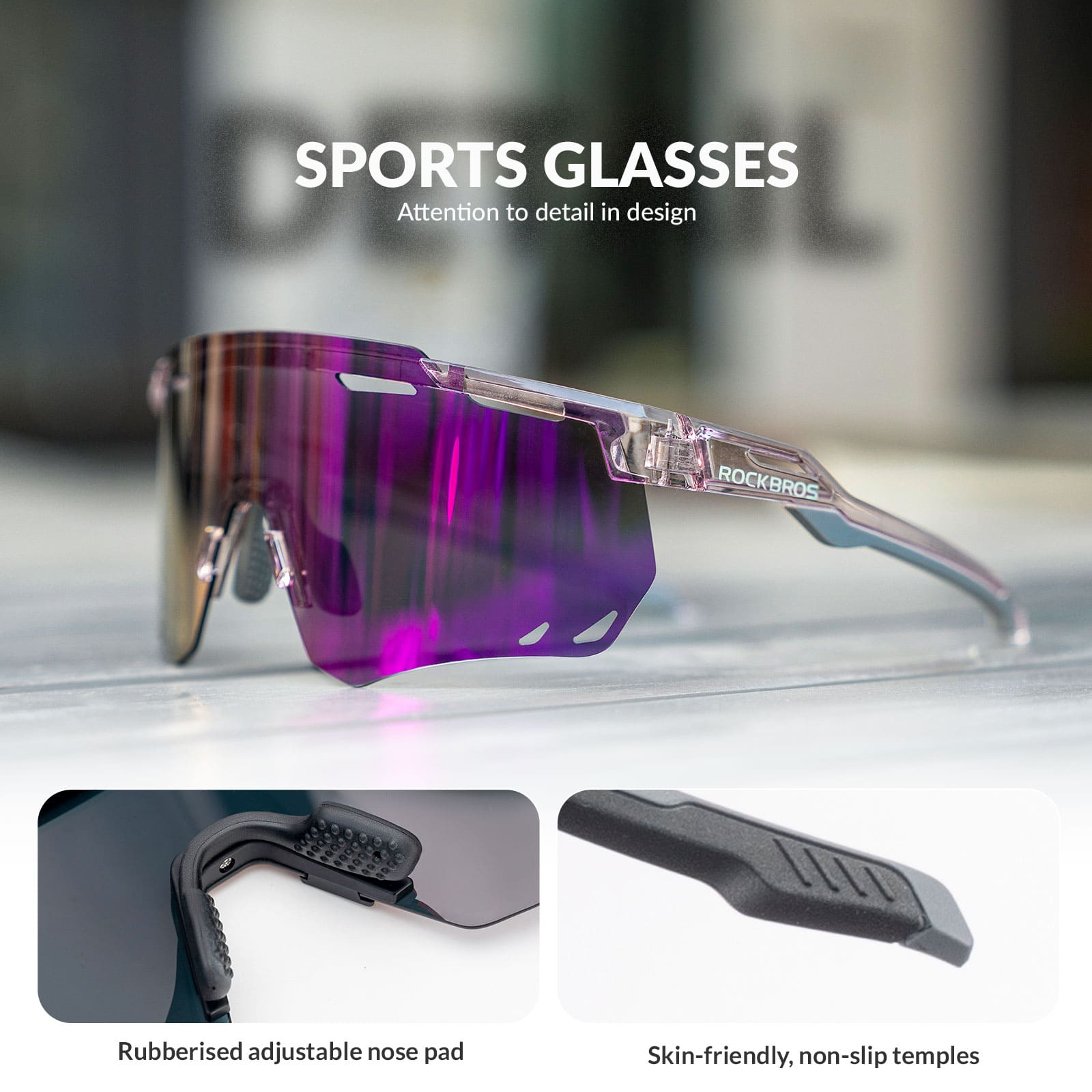 ROCKBROS photochromic windproof cycling glasses for outdoor riding
#Color_Purple