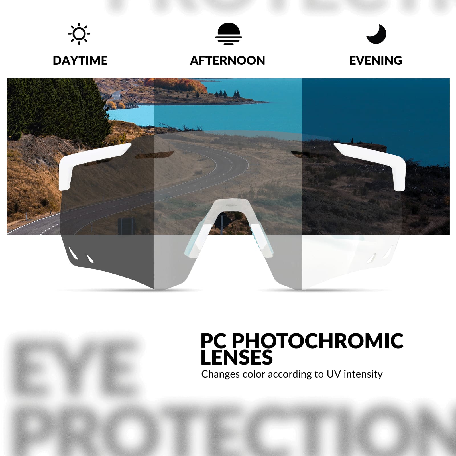ROCKBROS photochromic windproof cycling glasses for outdoor riding
#Color_White