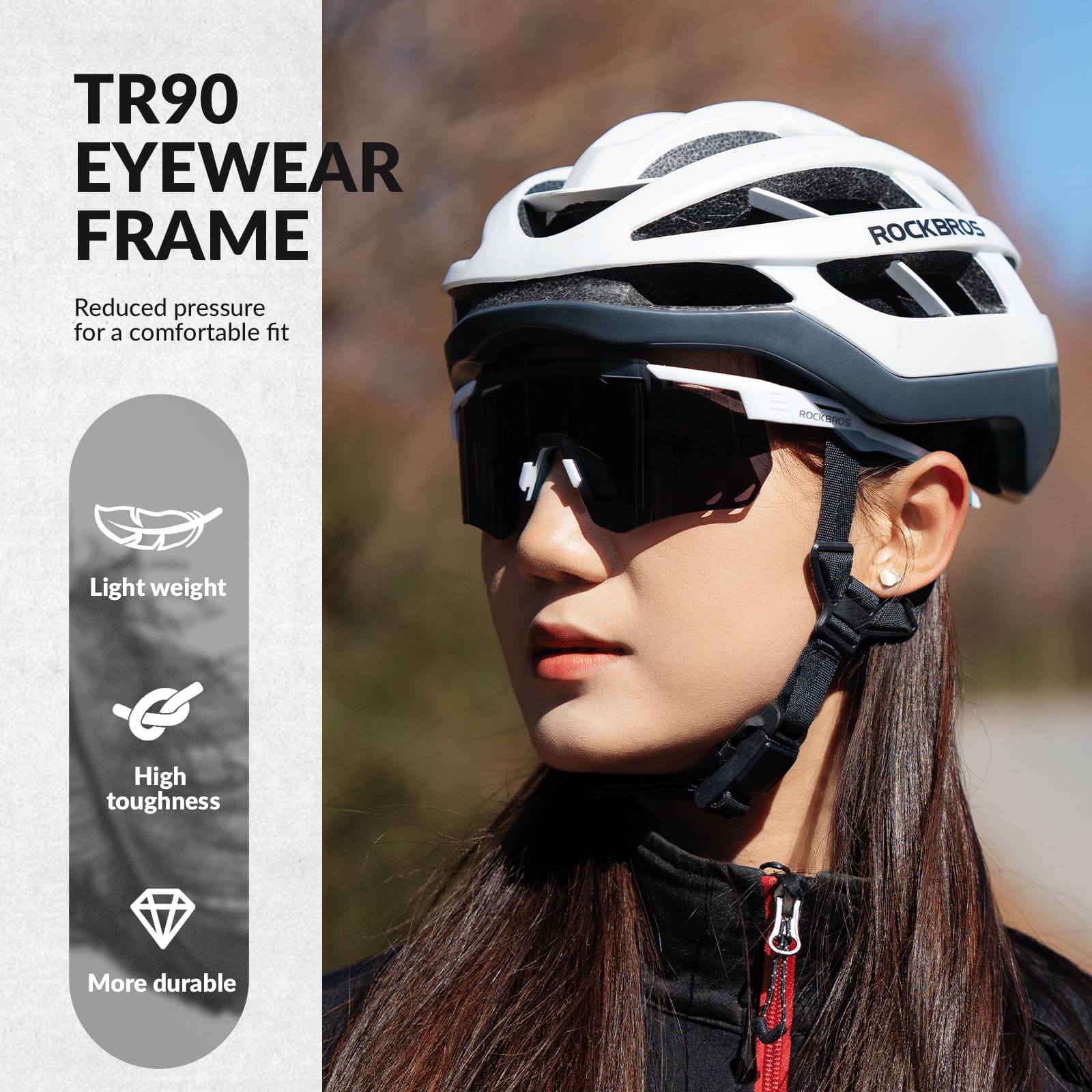 ROCKBROS photochromic windproof cycling glasses for outdoor riding
#Color_White