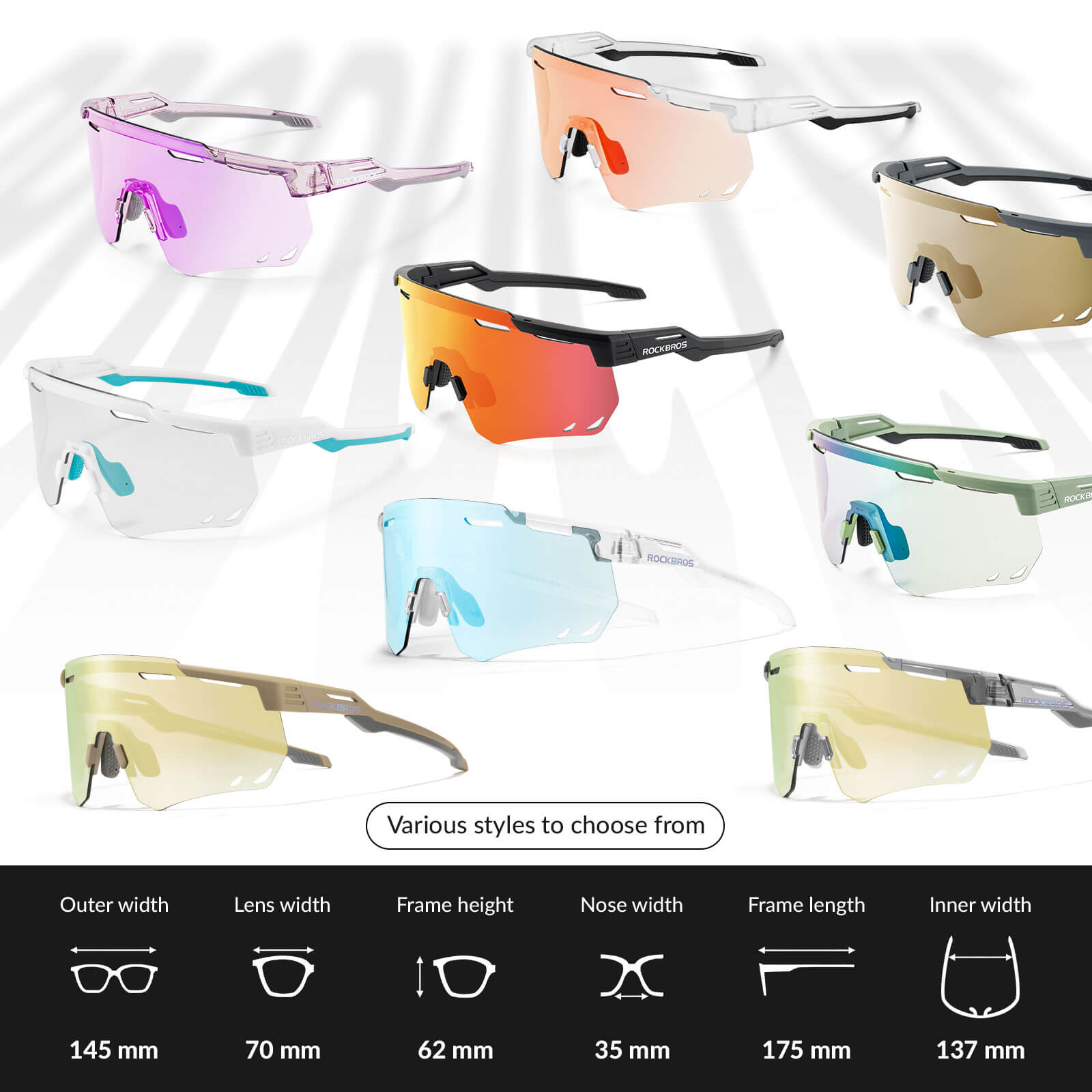ROCKBROS photochromic windproof cycling glasses for outdoor riding