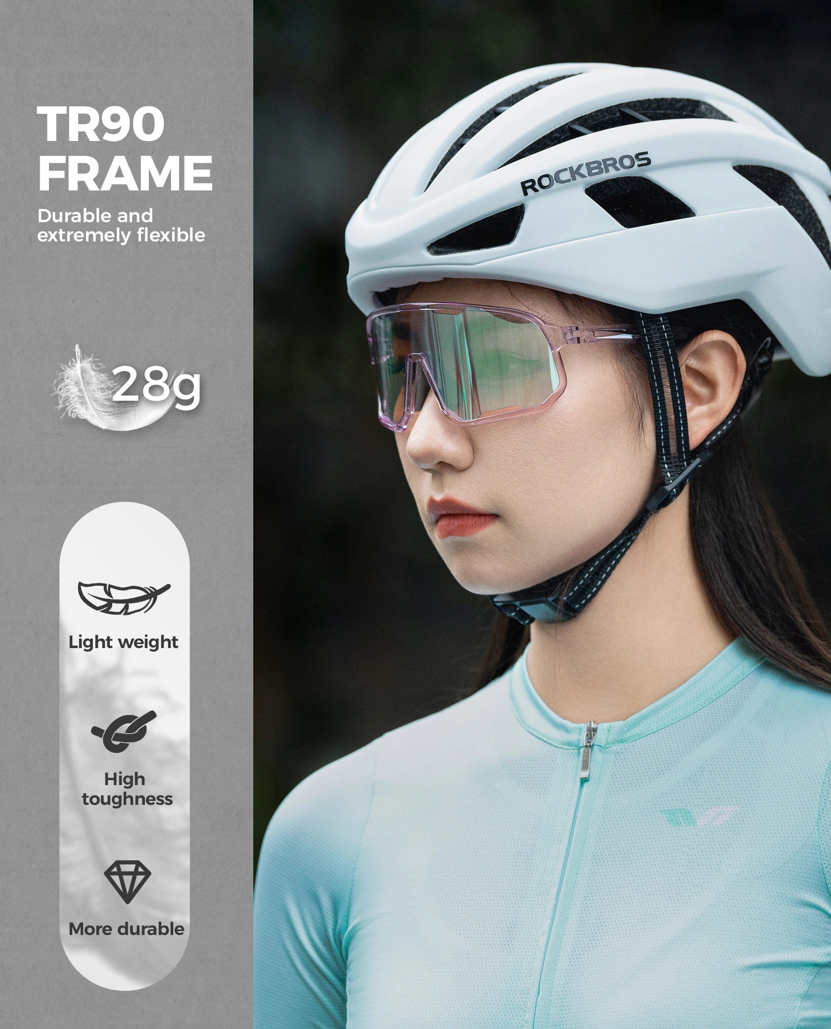 ROCKBROS Windproof Photochromic Cycling Sunglasses with UV400 Lenses and Lightweight TR90 Frame
