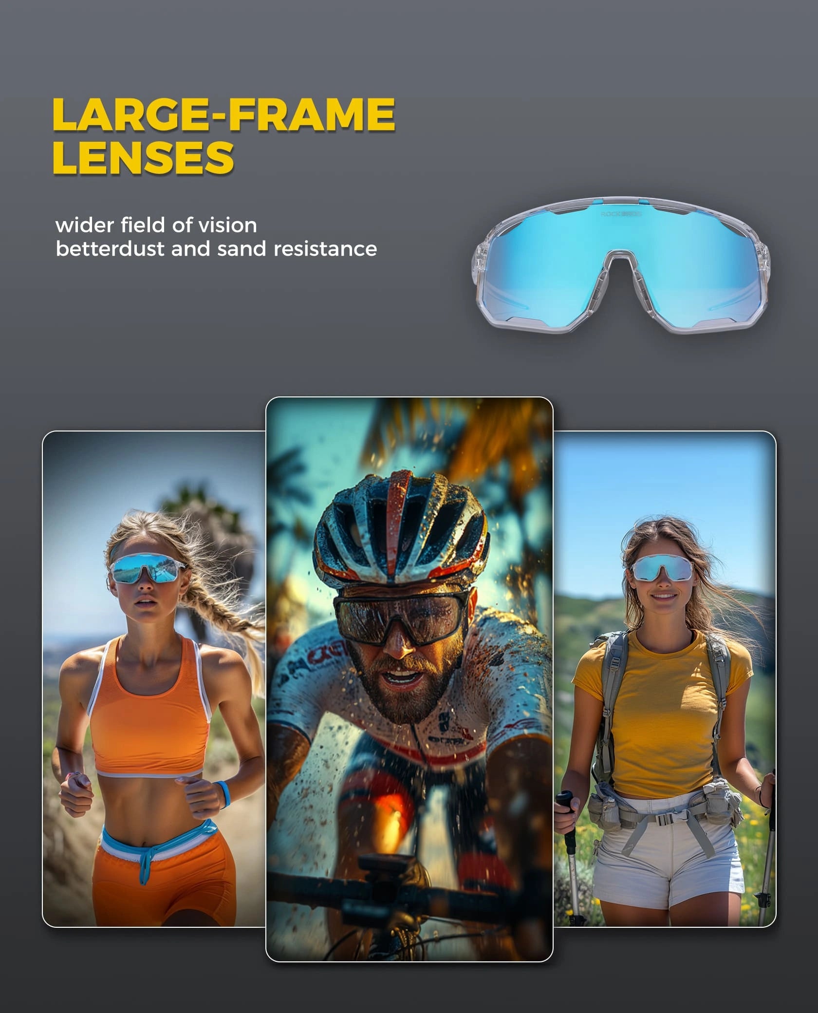 ROCKBROS Windproof Photochromic Cycling Sunglasses with UV400 Lenses and Lightweight TR90 Frame