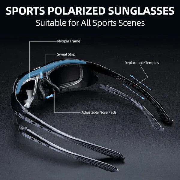 ROCKBROS Polarized Cycling Sunglasses with 5 Interchangeable Lenses for Outdoor Sports and Cycling
#Color_Black Gray