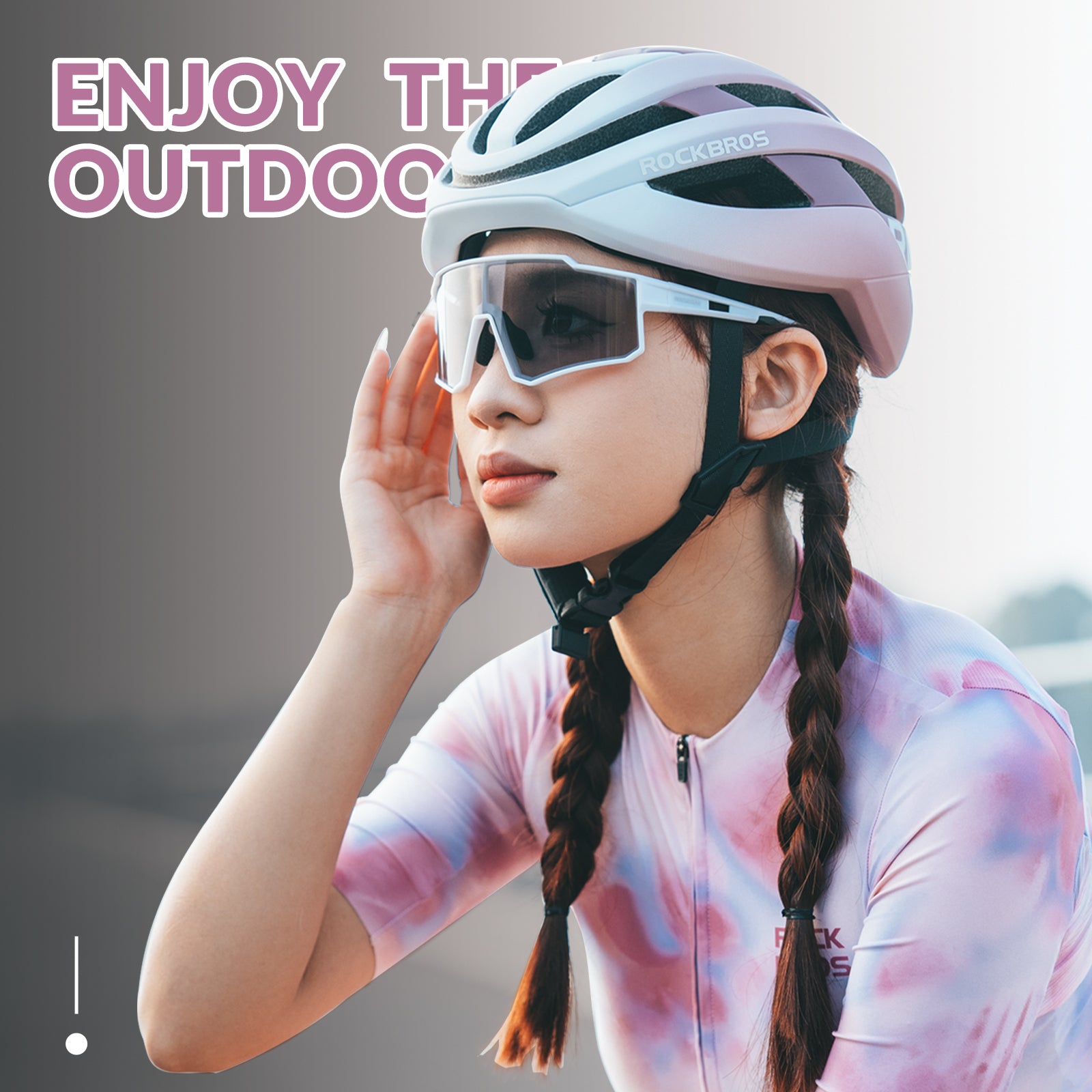 ROCKBROS polarized cycling sunglasses with UV400 protection lightweight TR90 sports eyewear
#Color_White