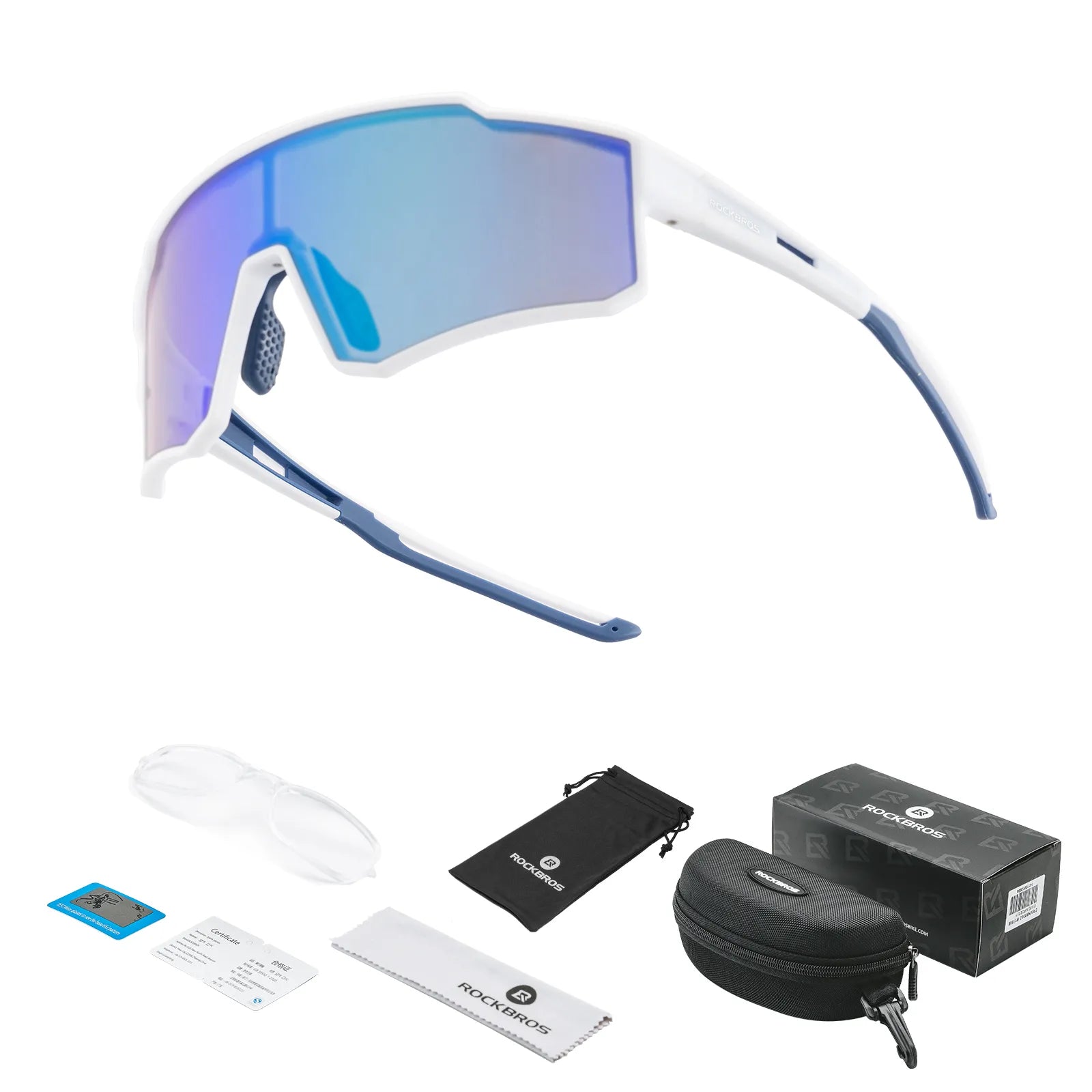 ROCKBROS polarized cycling sunglasses with UV400 protection lightweight TR90 sports eyewear
#Color_White