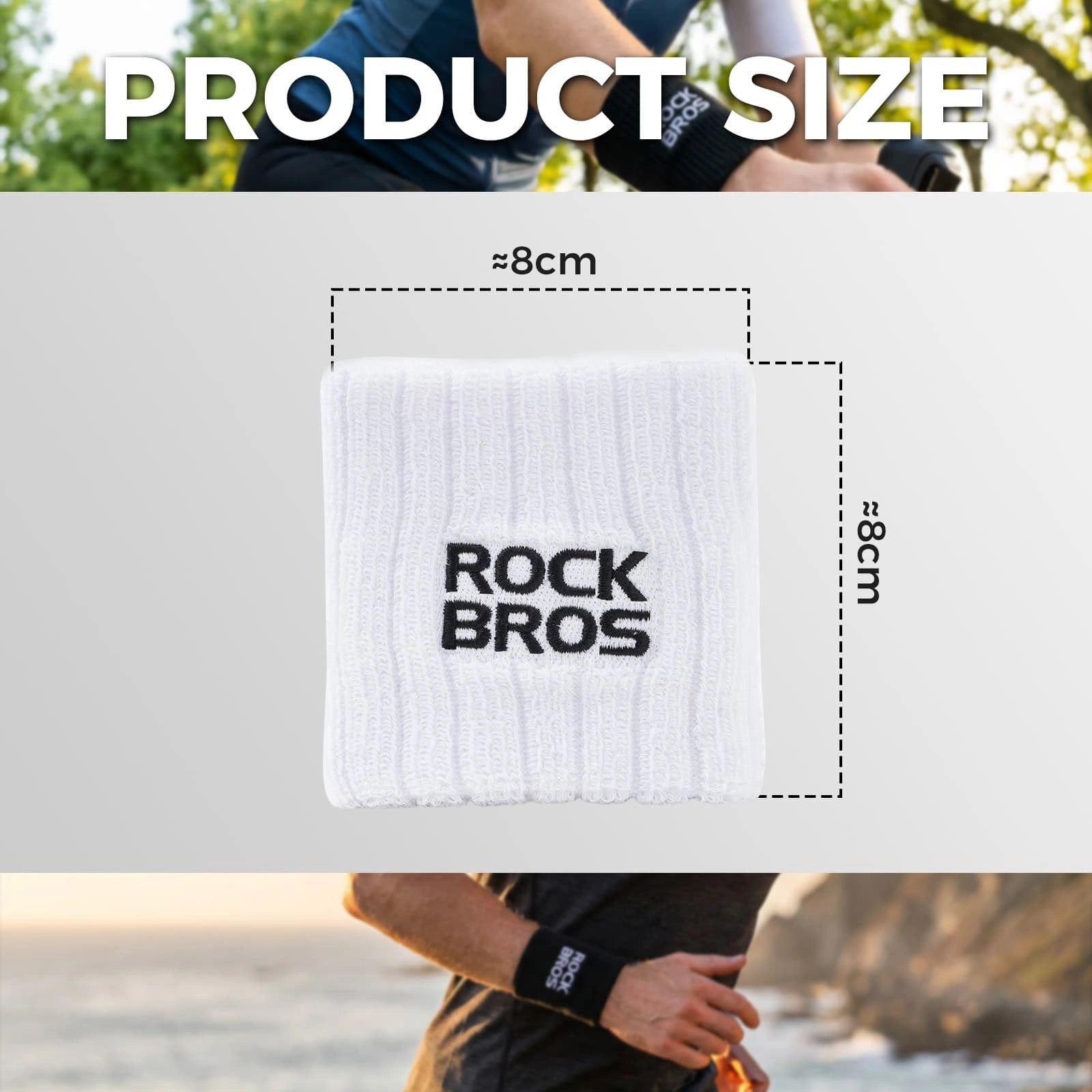 ROCKBROS Polyester-Cotton Sports Wristband with Sweat-Absorbing Fabric and Wrist Support for Daily Sports
#Color_White