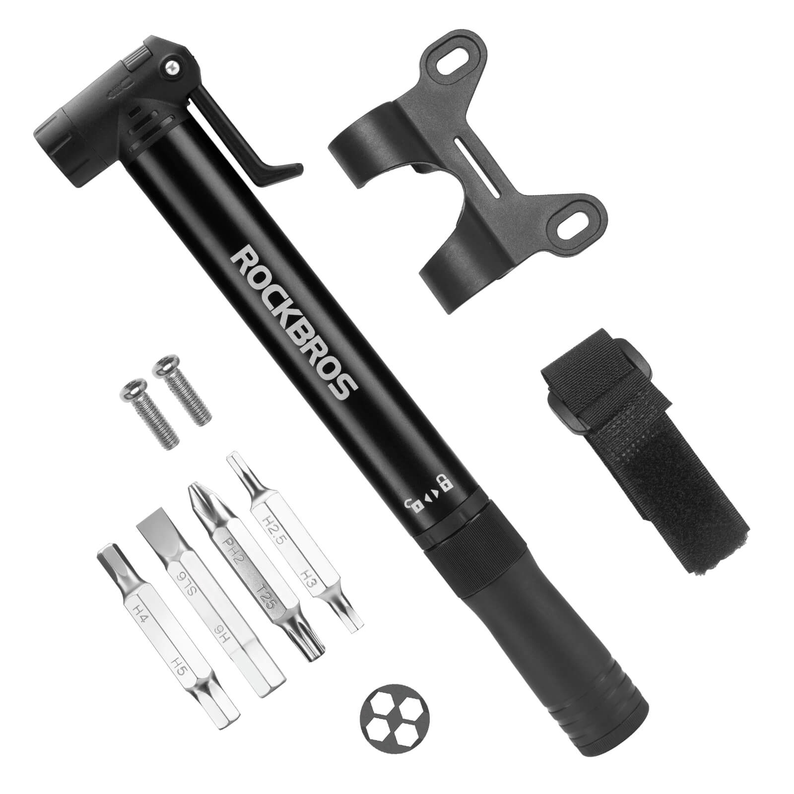 ROCKBROS portable bike pump with 80 PSI high pressure
