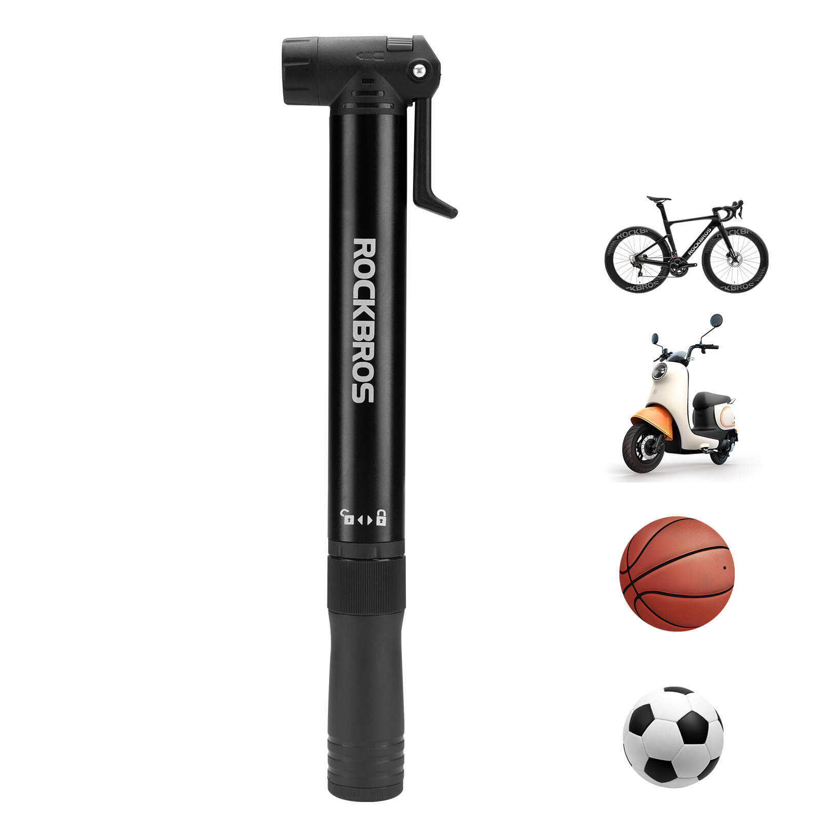 ROCKBROS portable bike pump with 80 PSI high pressure