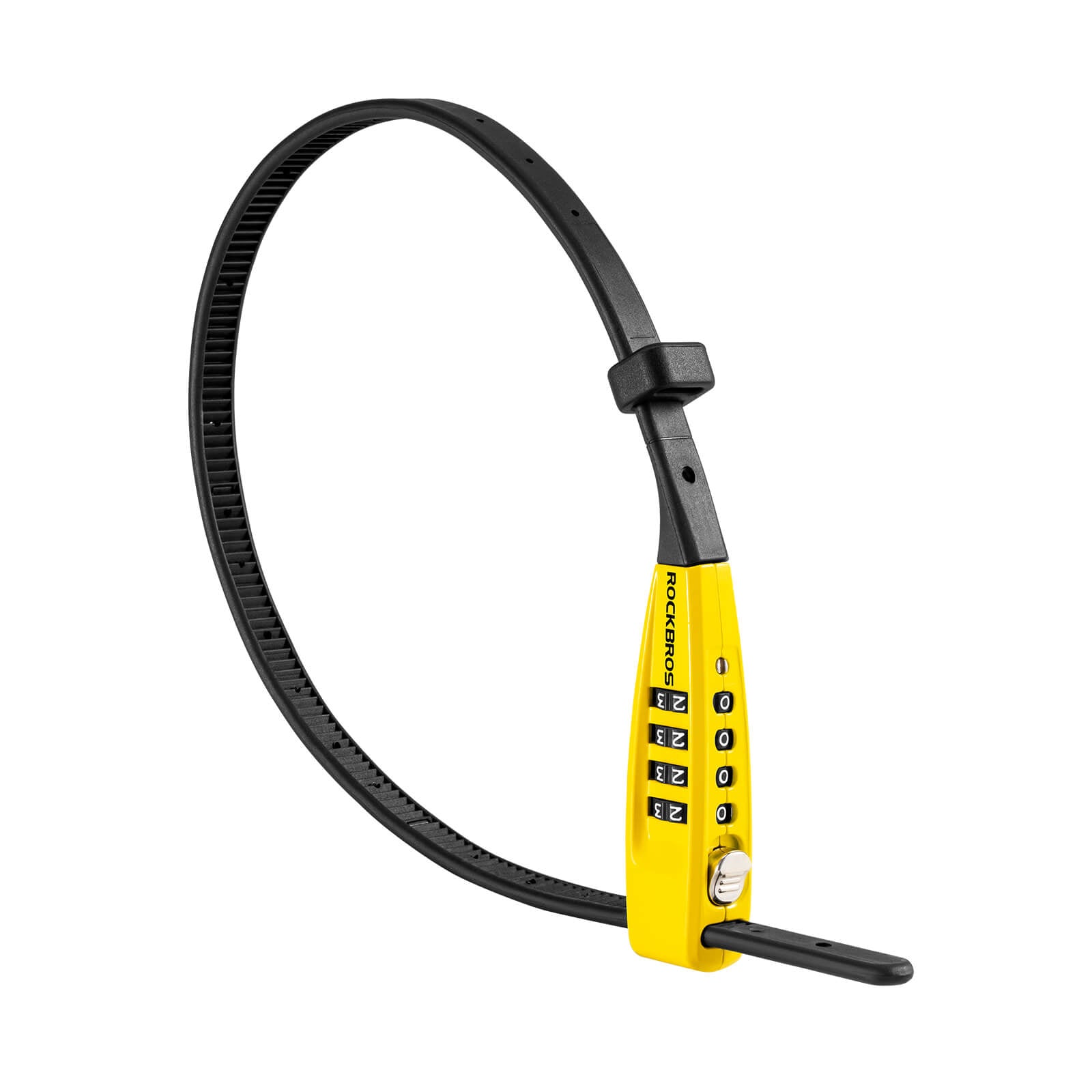 ROCKBROS portable combination cable lock with flexible strap, 4-digit code, secure for bike, luggage, and travel