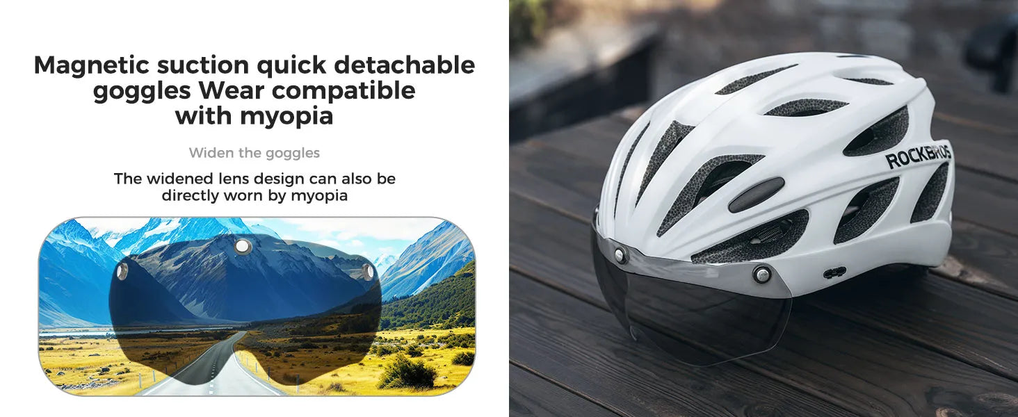 ROCKBROS Pottier Bike Helmet with Visor and Magnetic Goggles