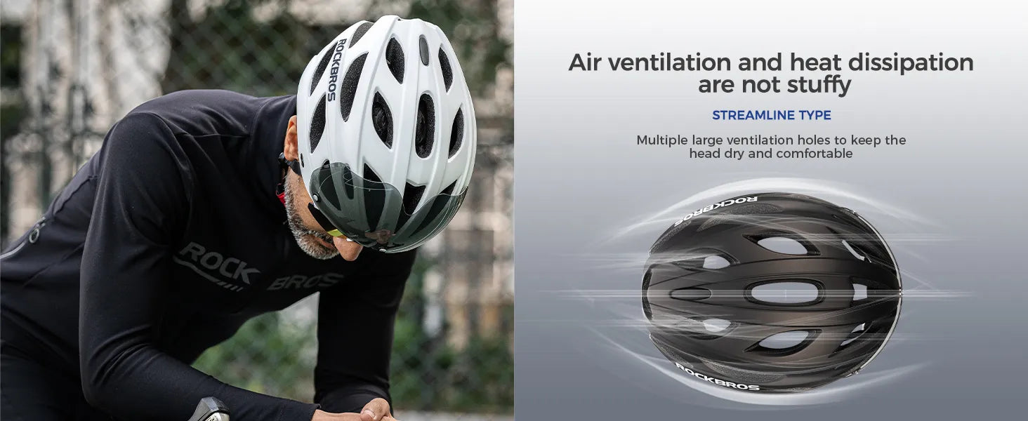 ROCKBROS Pottier Bike Helmet with Visor and Magnetic Goggles