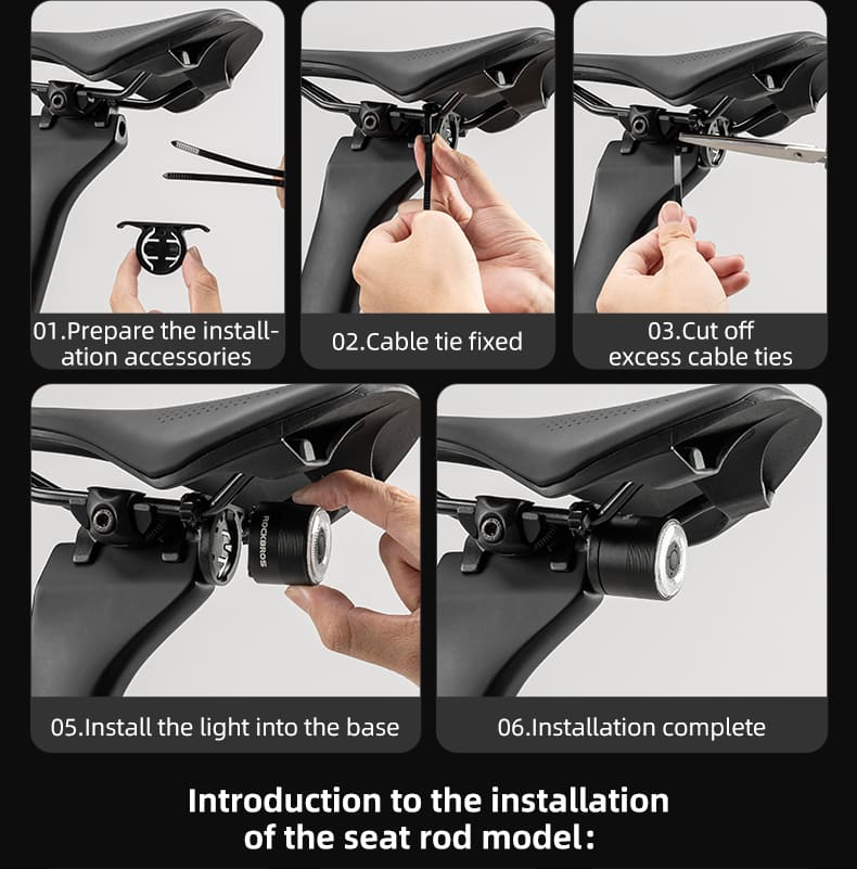 ROCKBROS Q1-MAX LED Bike Taillight with Flexible Dual Bracket Installation for All Seat Tubes