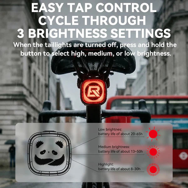 ROCKBROS Q2MAX bike tail light with emoji display and brake sensing Type-C rechargeable