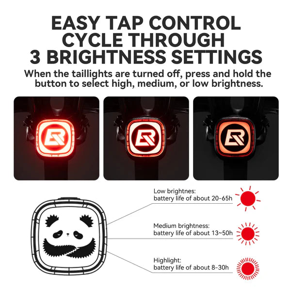 ROCKBROS Q2MAX bike tail light with emoji display and brake sensing Type-C rechargeable