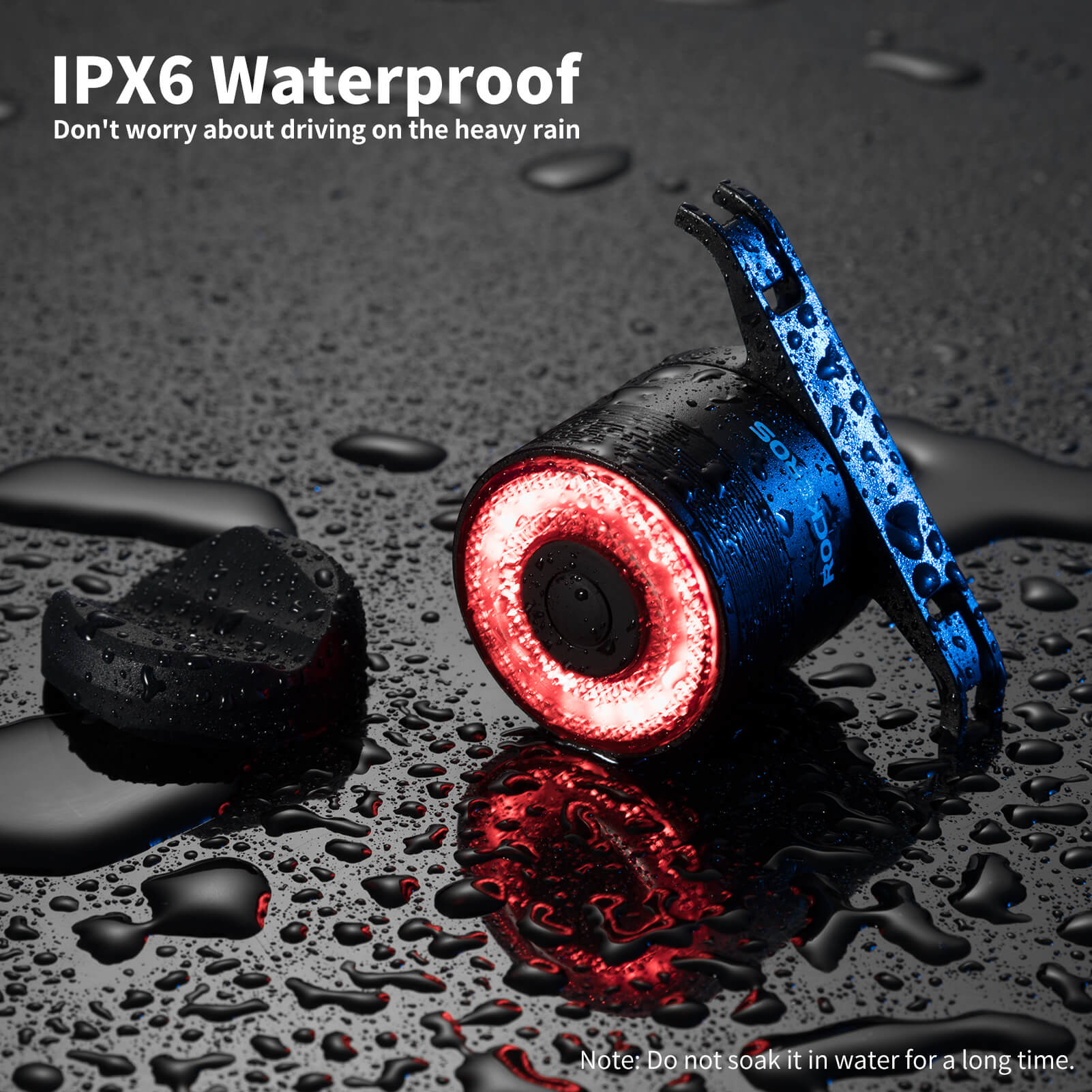 ROCKBROS smart bike tail light with brake sensing and IPX6 waterproof design