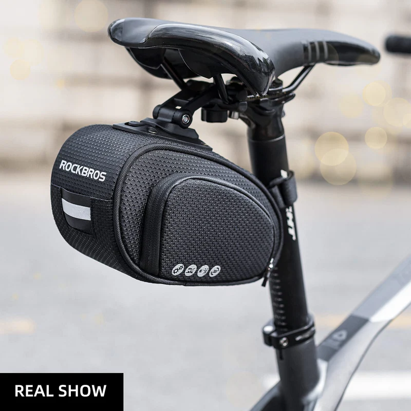 ROCKBROS quick-release 500D durable bike saddle bag mounted under bicycle seat for road cycling and commuting