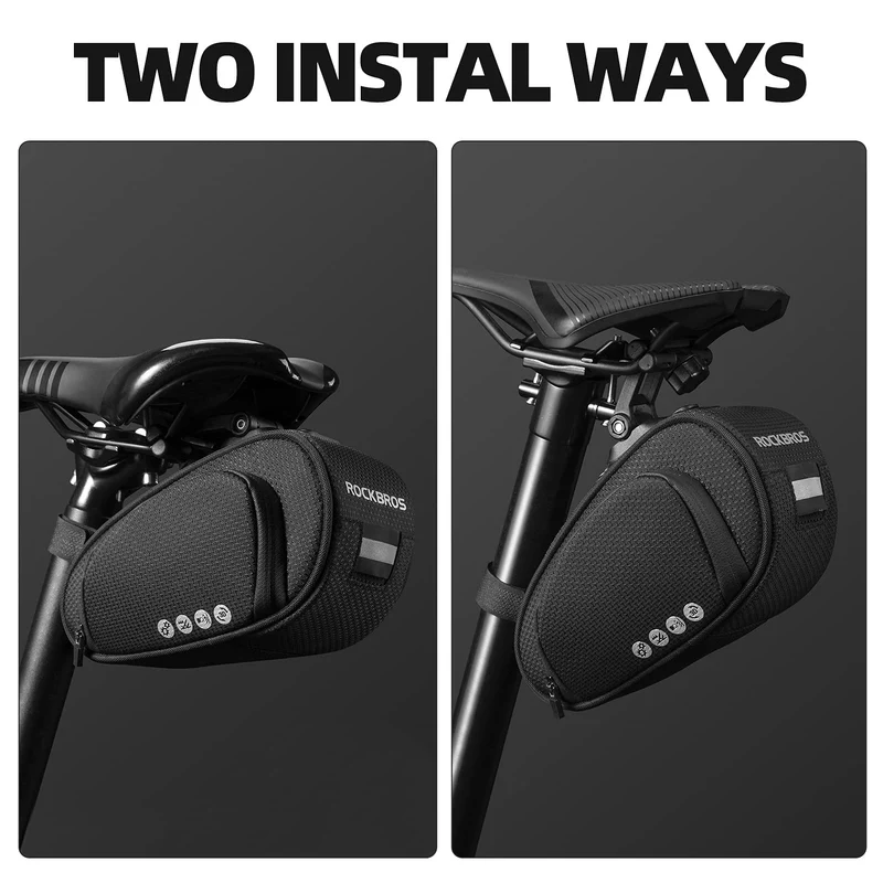 ROCKBROS quick-release 500D durable bike saddle bag mounted under bicycle seat for road cycling and commuting