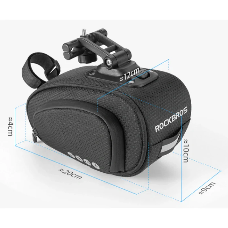 ROCKBROS quick-release 500D durable bike saddle bag mounted under bicycle seat for road cycling and commuting