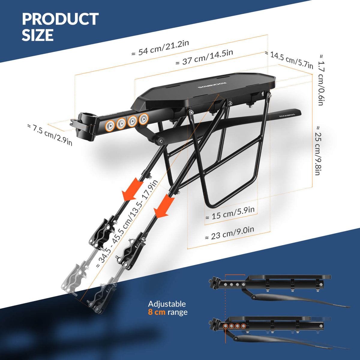 ROCKBROS Quick Release Bike Rear Rack with Fender – Adjustable Aluminum ...