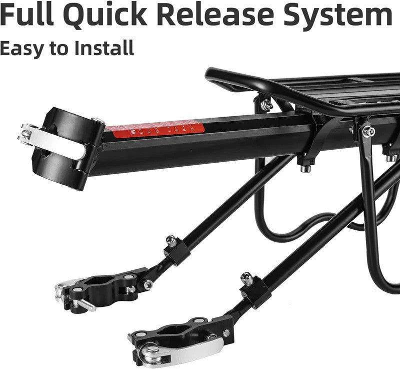 ROCKBROS universal aluminum quick release seatpost bike rack, 115lbs heavy duty capacity.