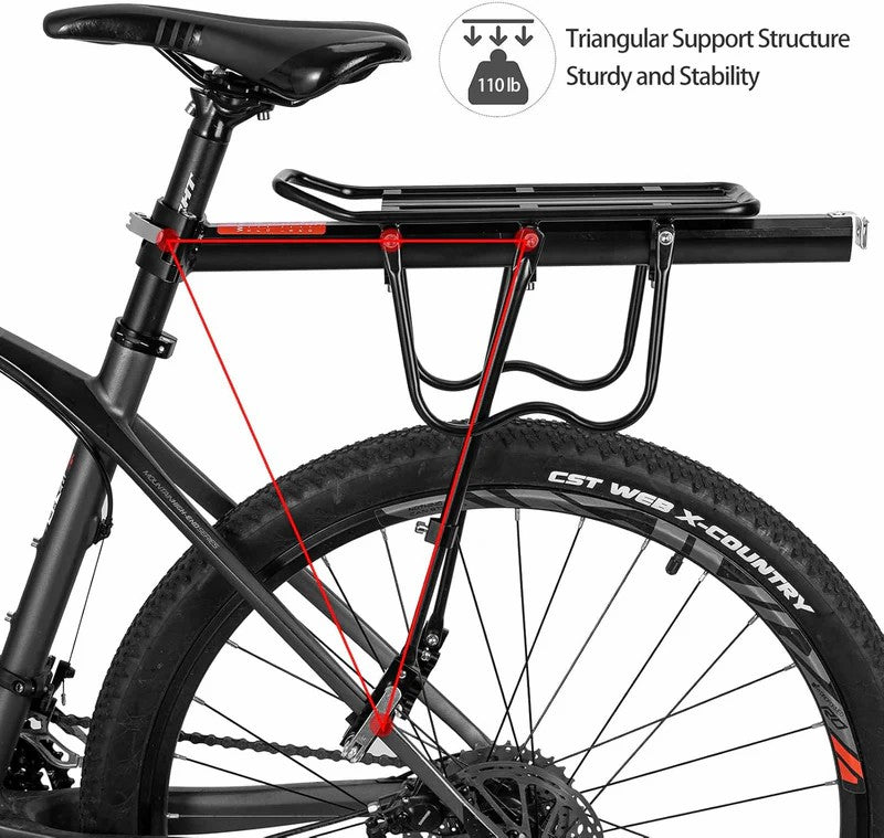 ROCKBROS universal aluminum quick release seatpost bike rack, 115lbs heavy duty capacity.