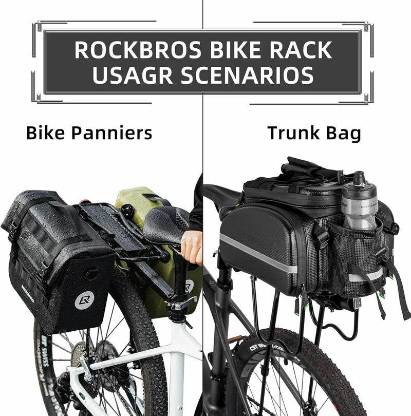 ROCKBROS universal aluminum quick release seatpost bike rack, 115lbs heavy duty capacity.